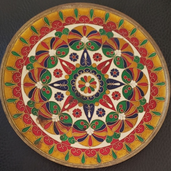 Other - Greek Byzantine Enamel Bronze Wall Plate